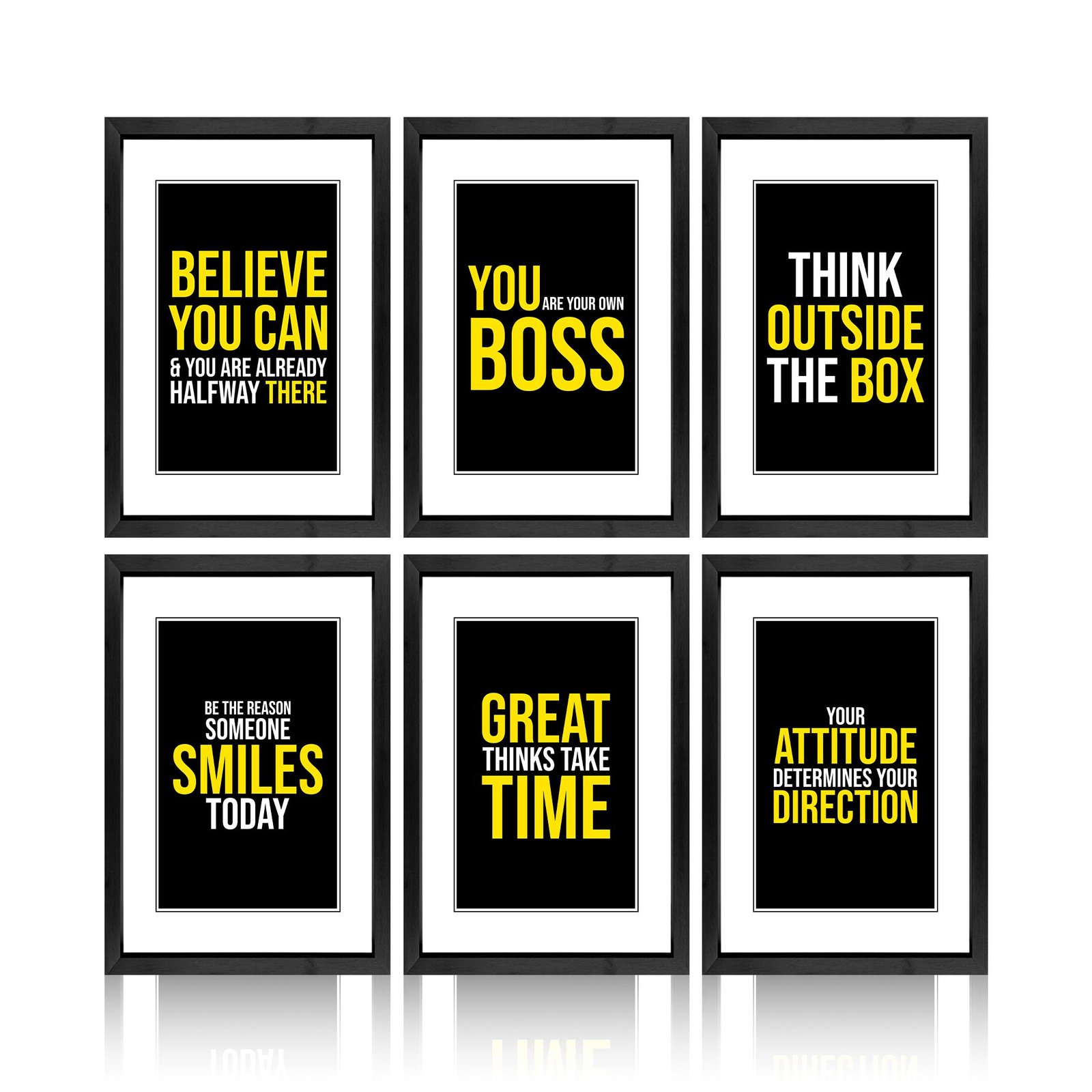 Motivational Quotes for Wall Frames Set of 6
