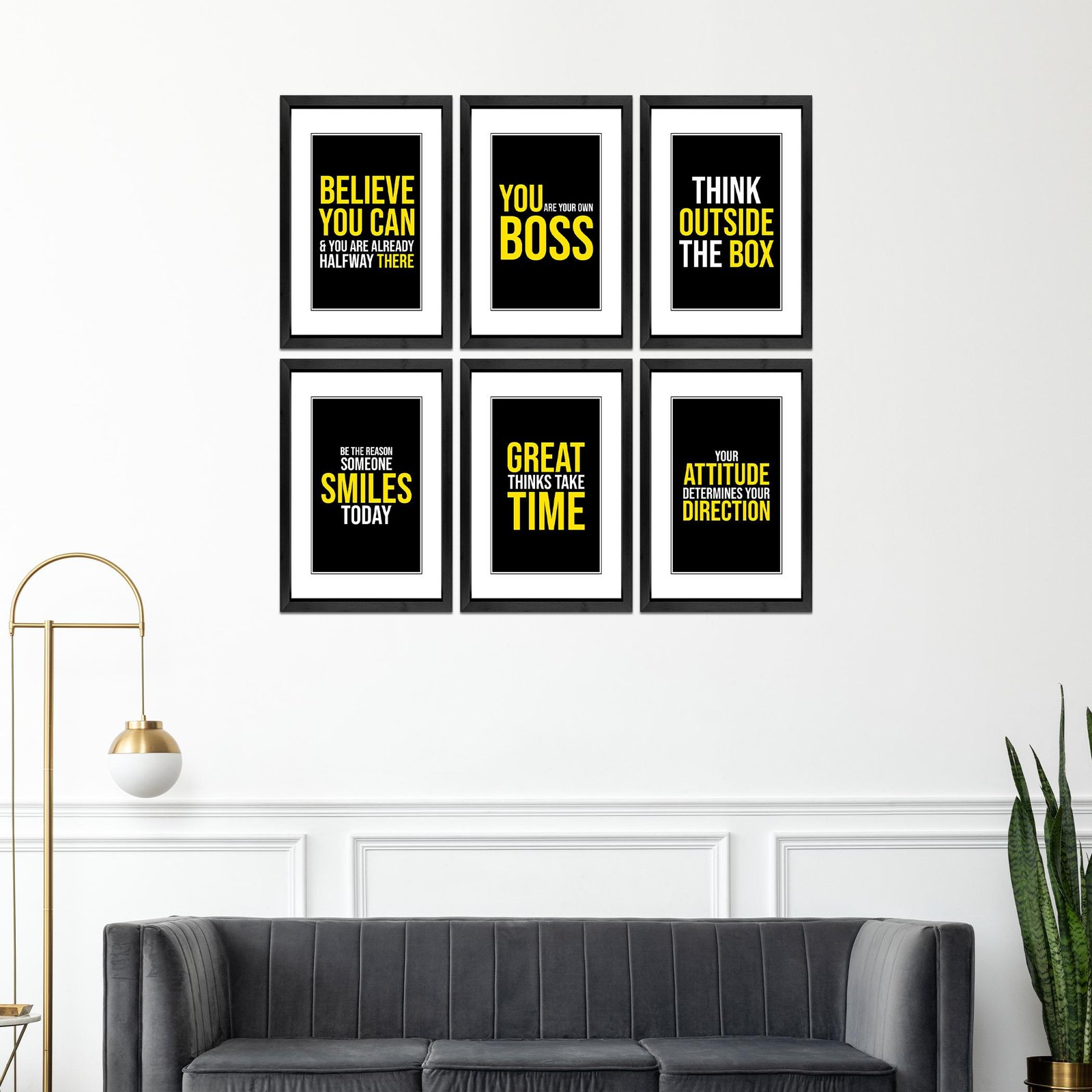 Motivational Quotes for Wall Frames Set of 6