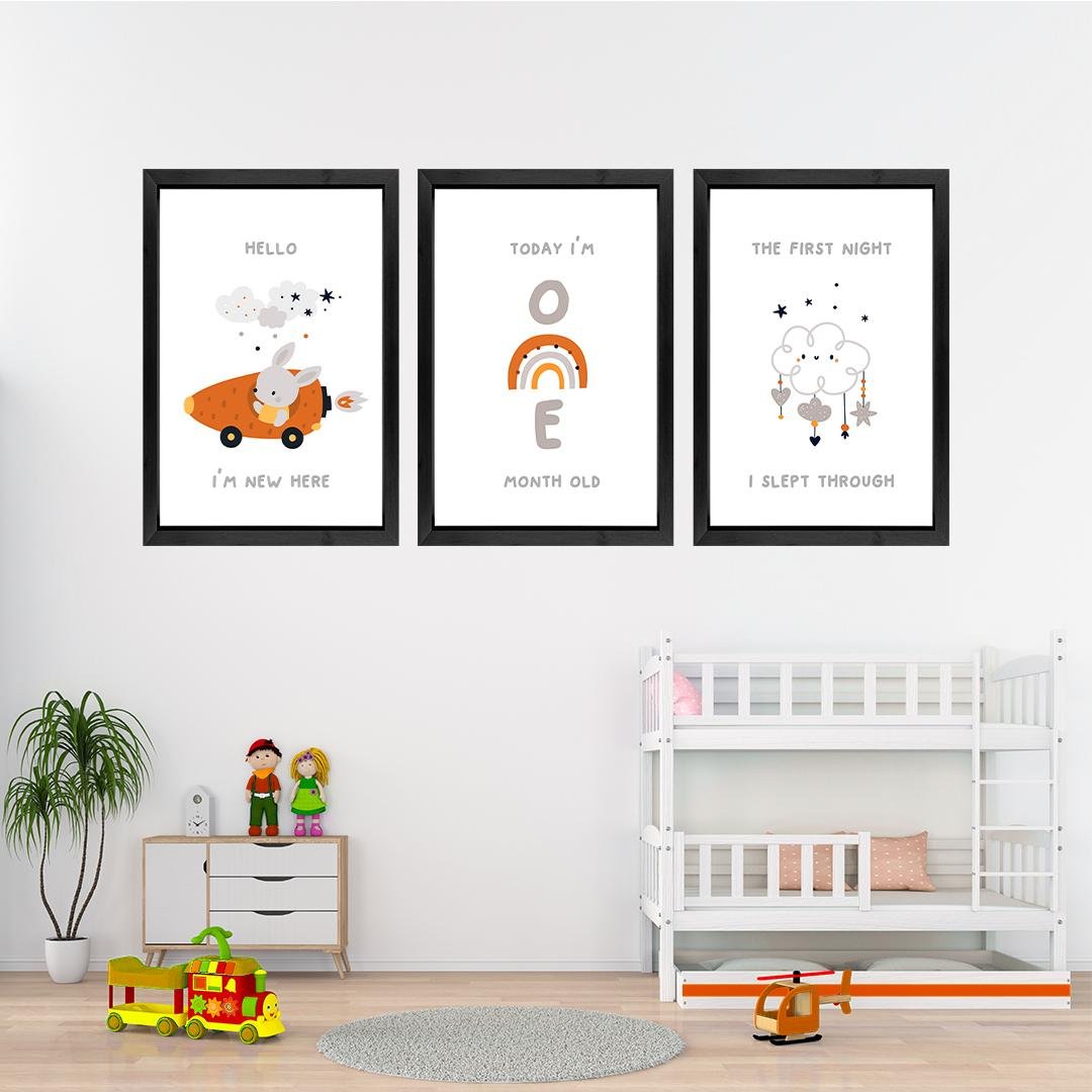 Kids Room Wall Art Frames Set of 3