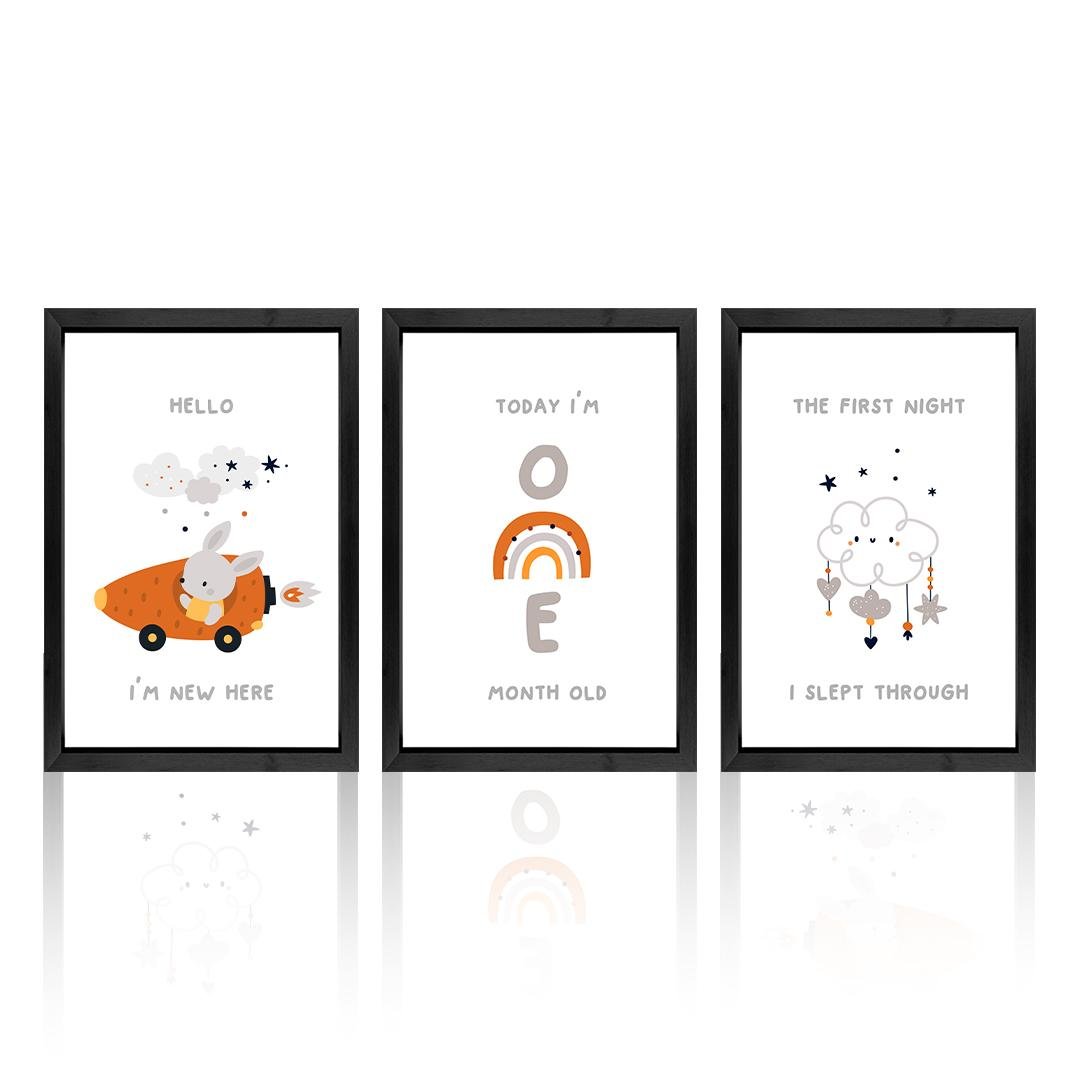 Kids Room Wall Art Frames Set of 3
