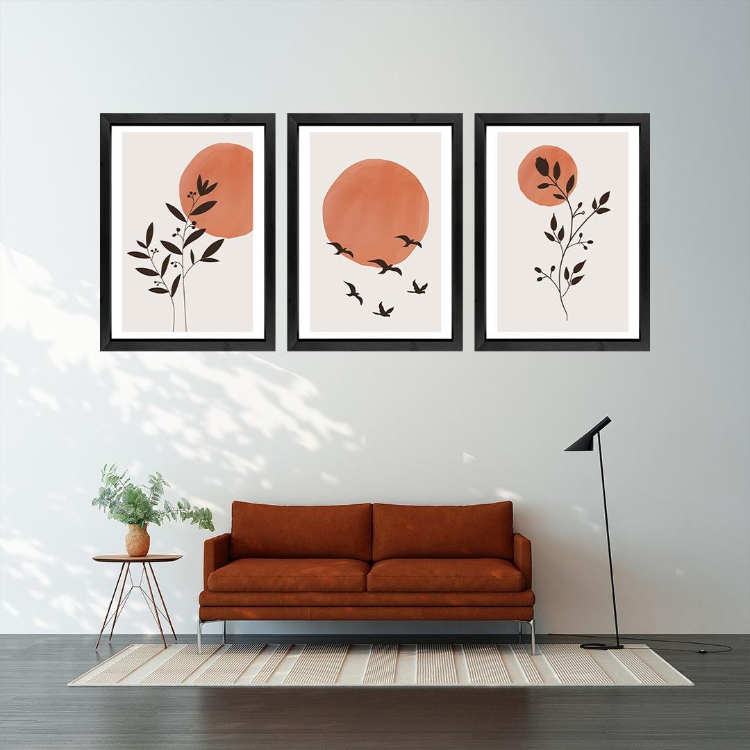 Terracotta Sun Abstract Panels Set of 3