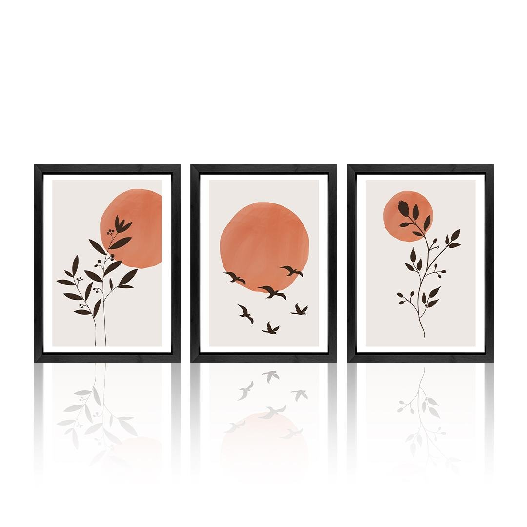 Terracotta Sun Abstract Panels Set of 3