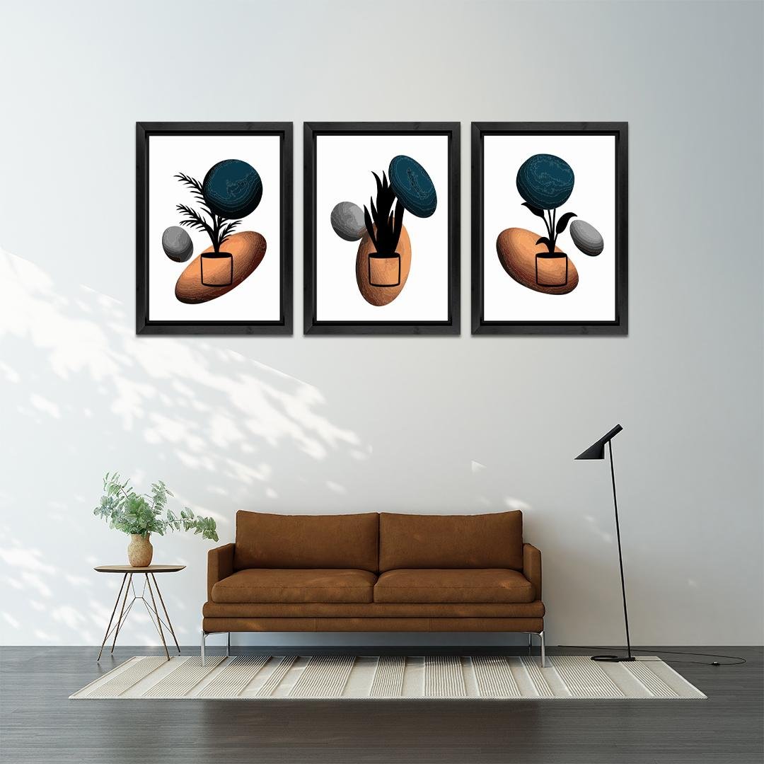 Flower Leaf Abstract Wall Art Set of 3