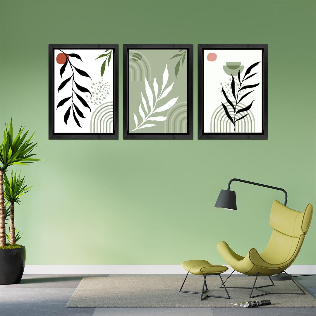 Set of 3 Sage Green Boho Wall Art Frames