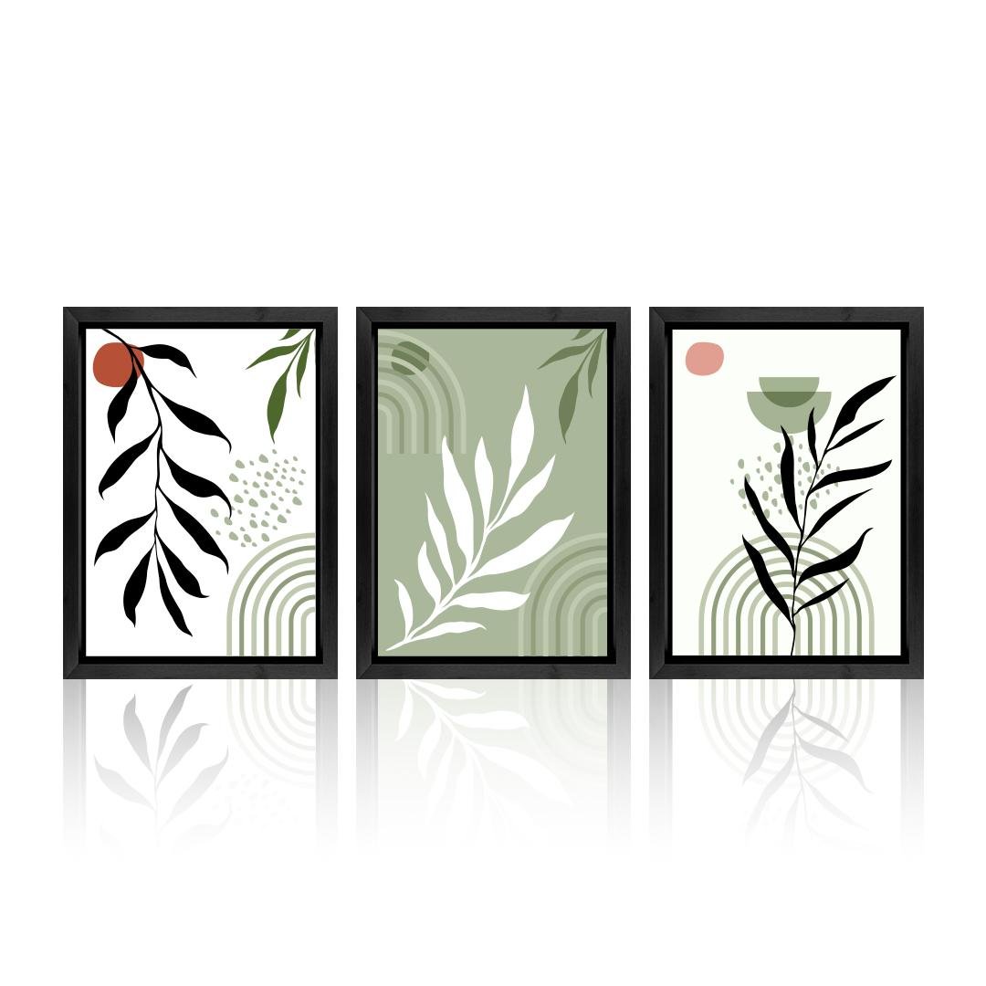 Set of 3 Sage Green Boho Wall Art Frames