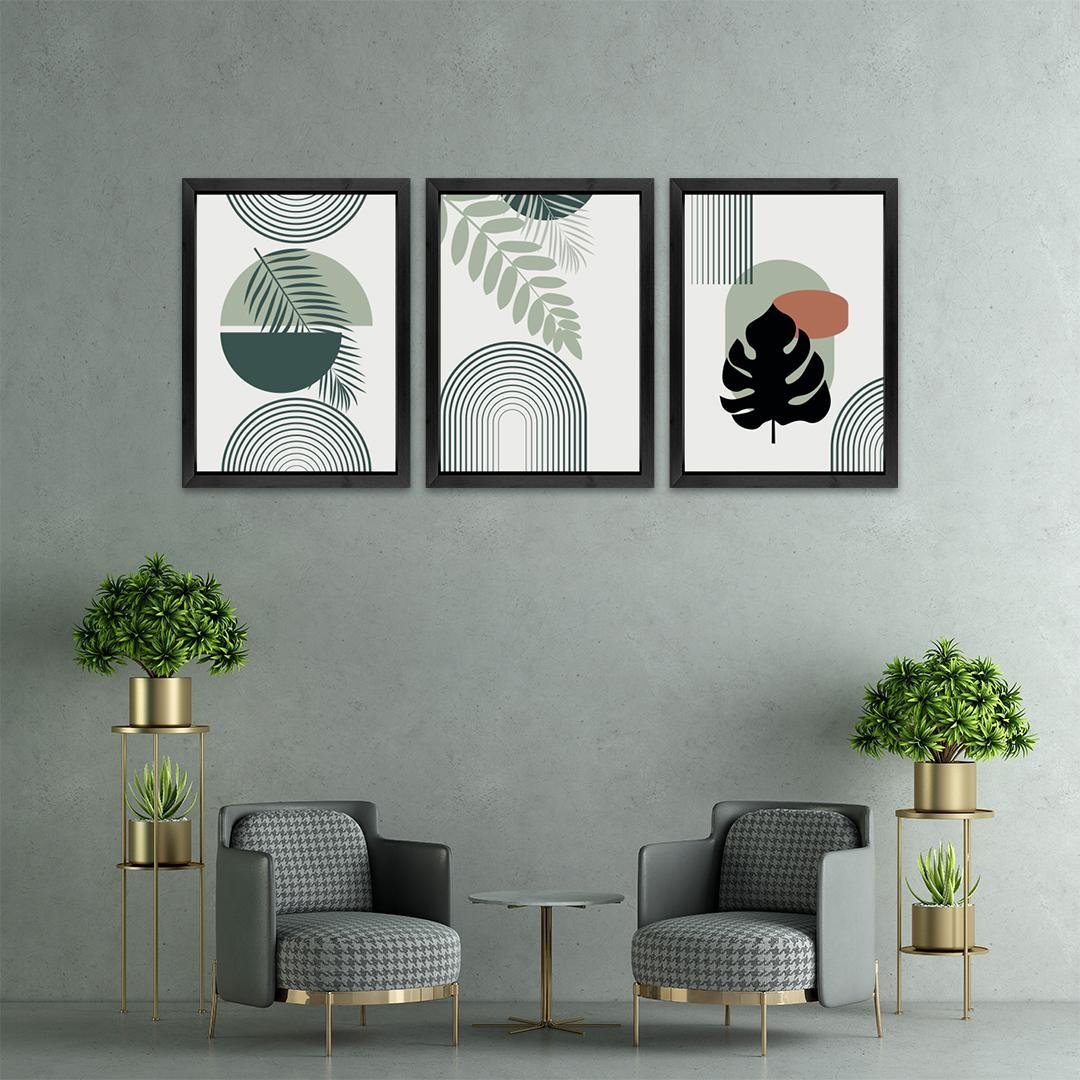 3PCS Green Minimalist Botanical Wall Art Frames