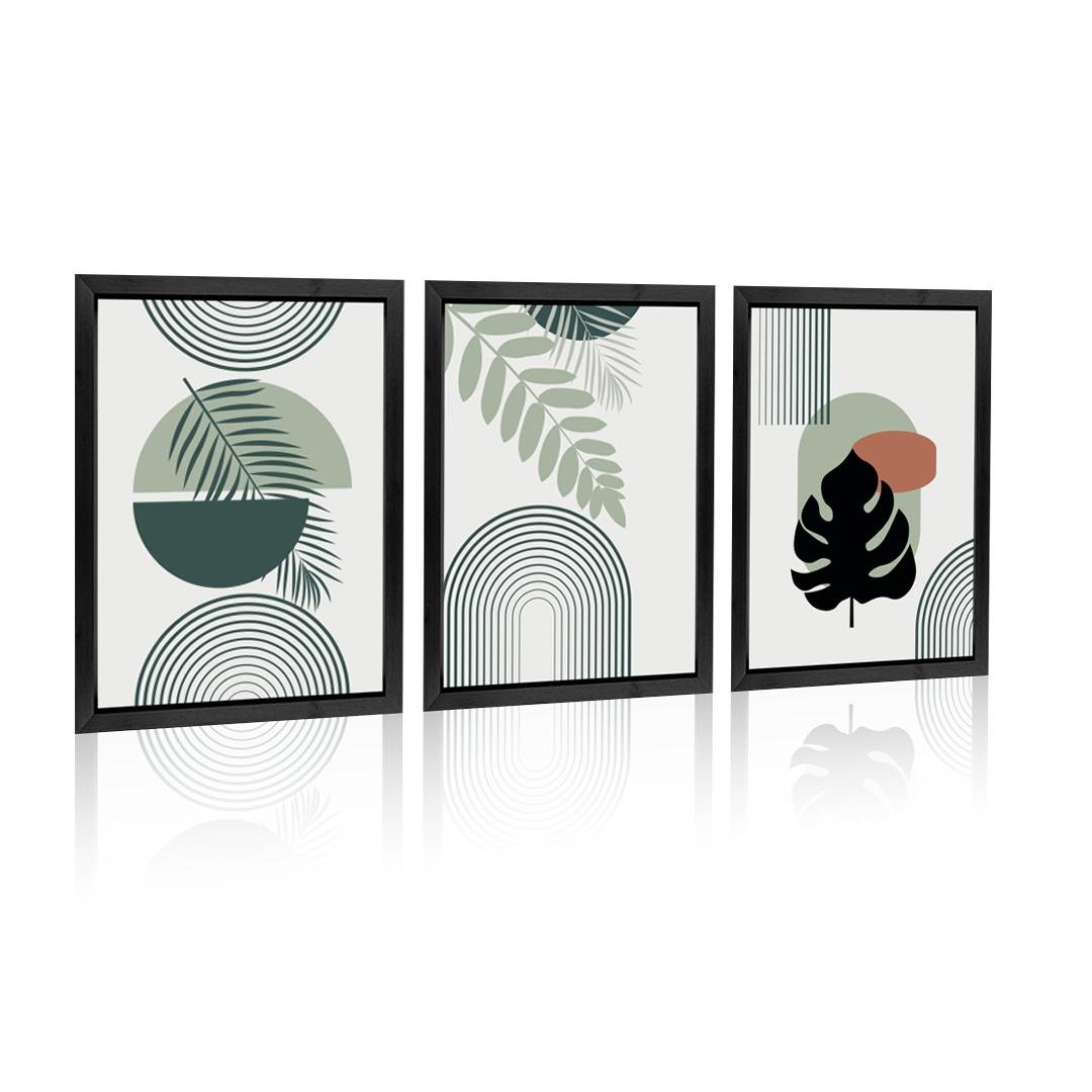 3PCS Green Minimalist Botanical Wall Art Frames
