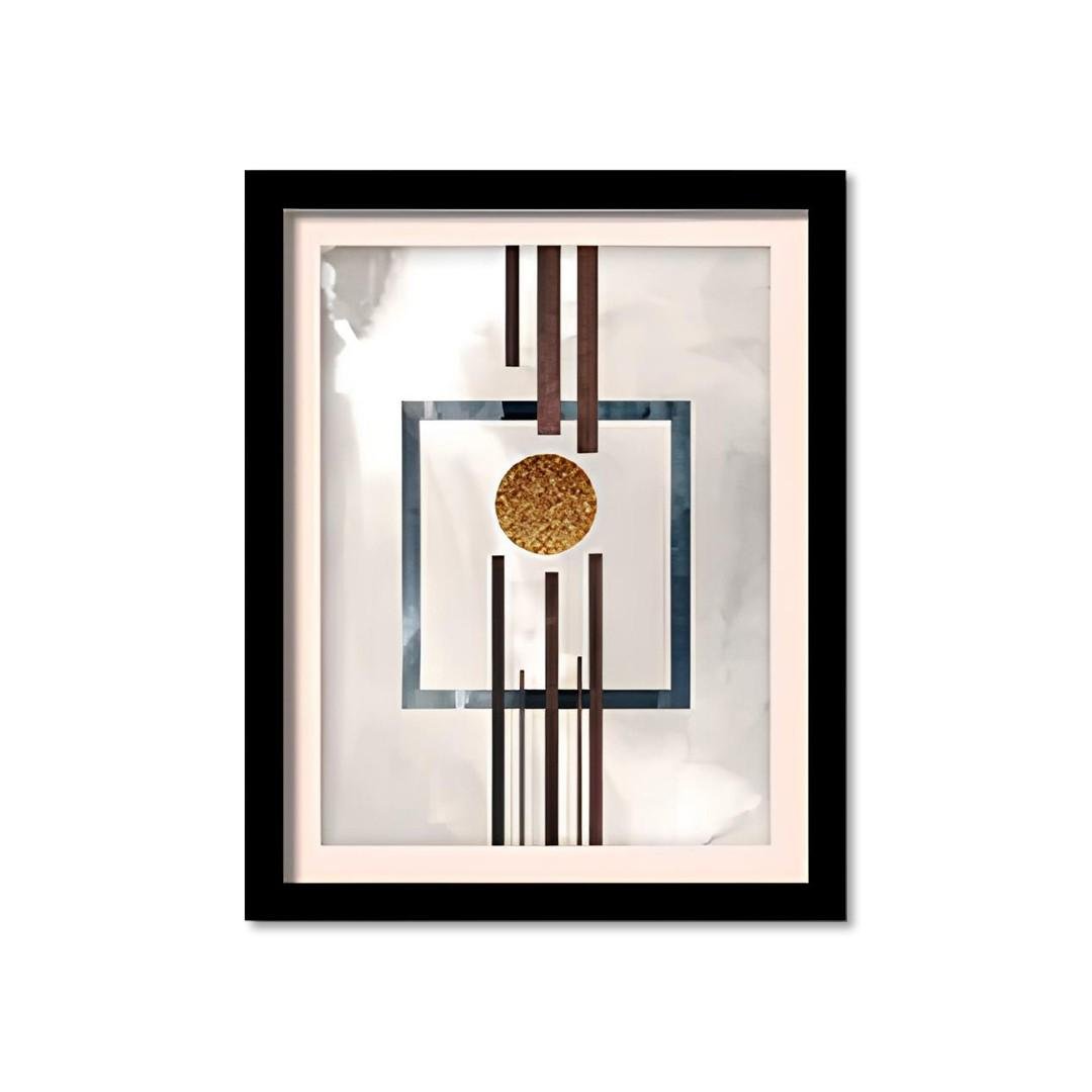 Modern Abstract Geometric Wooden Wall Art Frame Set of 4